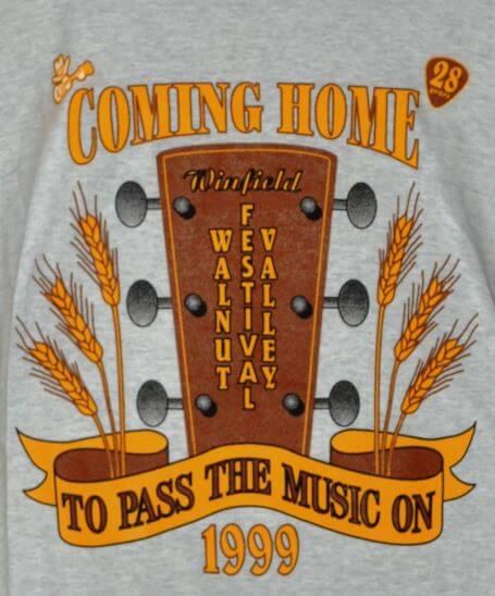 "Coming Home To Pass The Music On" Back of T-Shirt