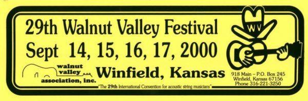 29th Walnut Valley Festival Bumper Sticker (2000)