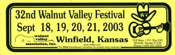 32nd Walnut Valley Festival Bumper Sticker (2003)