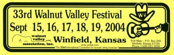 33rd Walnut Valley Festival Bumper Sticker (2004)