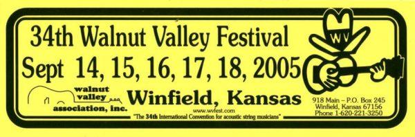 34th Walnut Valley Festival Bumper Sticker (2005)