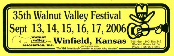 35th Walnut Valley Festival Bumper Sticker (2006)