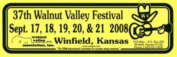 37th Walnut Valley Festival Bumper Sticker (2008)