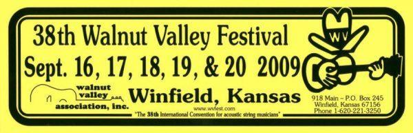 38th Walnut Valley Festival Bumper Sticker (2009)