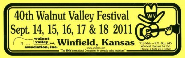 40th Walnut Valey Festival Bumper Sticker (2011)
