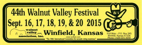44th Walnut Valley Festival Bumper Sticker (2015)