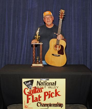 3rd Place Guitar Winner, Roy Curry, with Trophy and Prize Guitar
