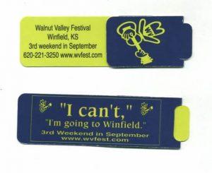 Magnetic Bookmark with Walnut Valley Festival logo (closed)