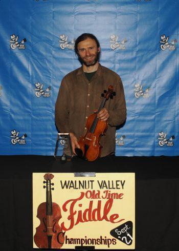 Tristan Clarridge, Champion,
2021 Walnut Valley Old Time Fiddle Championship,
Back Stage Promo